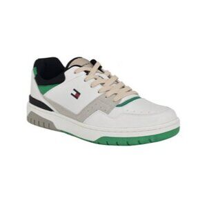 Tommy Hilfiger Mens Nashon Sneakers White/Green Size 10.5 Leather Casual Shoes